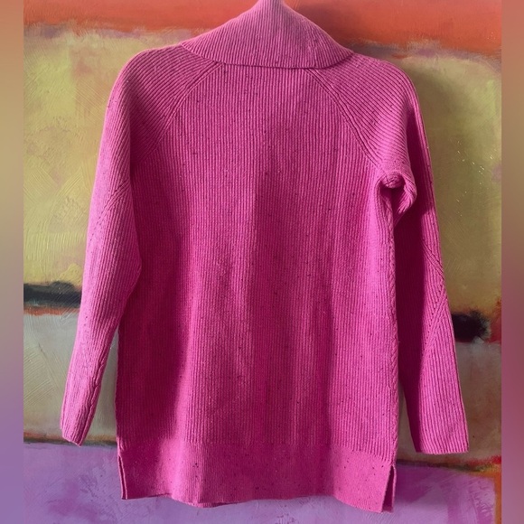 New TALBOTS Diamond Tweed Sweater Pink Cowl Neck Speckle' Knit Sz XS NWT - Picture 2 of 6